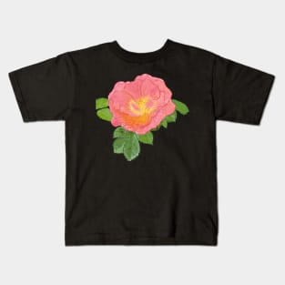 Pink Rose Botanical Drawing Kids T-Shirt